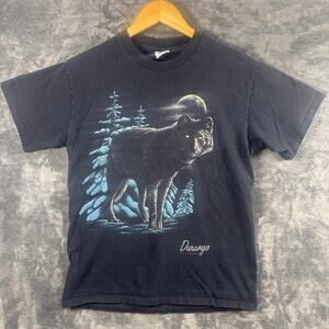 VTG 1990 Habitat Durango Colorado Wolf Nature Graphic T Shirt Men’s Med BLK USA!